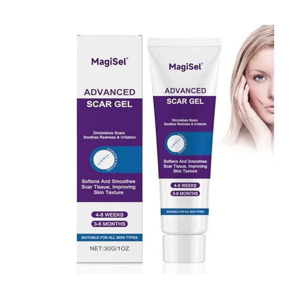 Gel Crème Correcteur de Cicatrices, Cicatrice gel, Crème apaisante, Texture Léger à Absorption Rapide, Cicatrices Réduit la V