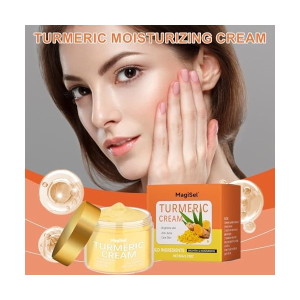Crème Visage Au Curcuma, Crème Éclaircissante Au Curcumas, Crèmes Anti-rides Curcuma, Nourrissant Et Légèrement Hydratant, Ré