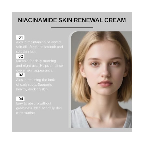 Niacinamide Bright Crème hydratante, Crème Hydratante Bio, Crèmes Visage Lissante Anti-Âge, Hydratation & Éclat, Nourrit, Lis