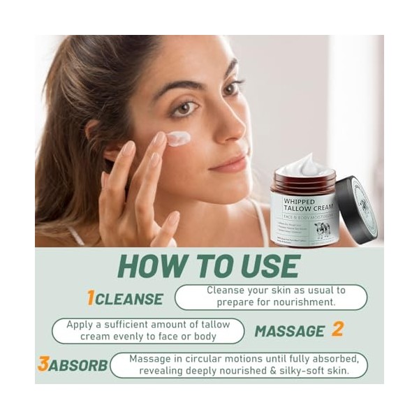 PRAOFRT Suif de Boeuf Crème Hydratant, Convient pour Hydrater la Peau, Profondeur Soulage la Sécheresse, 120 g