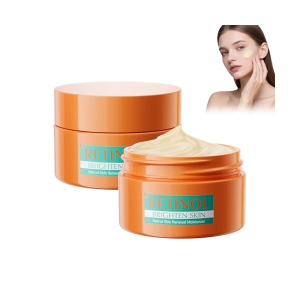 Lot de 2 crèmes au rétinol 40 g - Crème hydratante au rétinol pur pour le visage - Anti-âge et raffermissement de la peau -