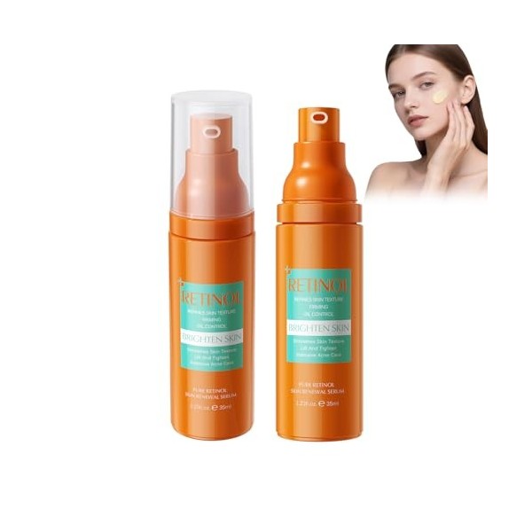 Lot de 2 crèmes au rétinol 40 g - Crème hydratante au rétinol pur pour le visage - Anti-âge et raffermissement de la peau -
