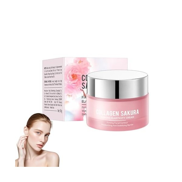Crème au collagène, 50 g de cerise Blossoms Wrinkle Repair - Crème hydratante - Baume raffermissant pour la peau - Renforce l