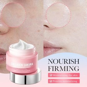 Crème au collagène, 50 g de cerise Blossoms Wrinkle Repair - Crème hydratante - Baume raffermissant pour la peau - Renforce l