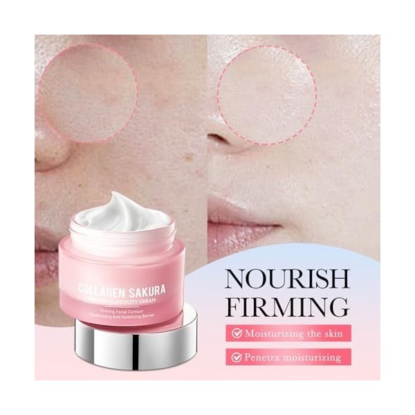 Crème au collagène, 50 g de cerise Blossoms Wrinkle Repair - Crème hydratante - Baume raffermissant pour la peau - Renforce l
