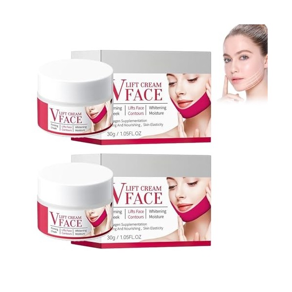 Lot de 2 crèmes de lifting pour le visage en V pour le visage, raffermissante et raffermissante pour le visage, crème rafferm