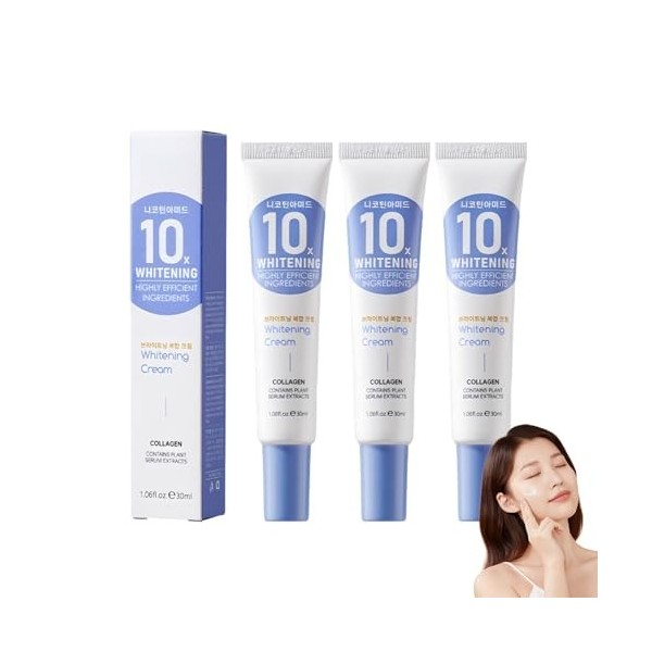 Lot de 3 crèmes nettoyantes et éclaircissantes pour le visage, hydratantes et nourrissantes, douces pour tous les types de pe...