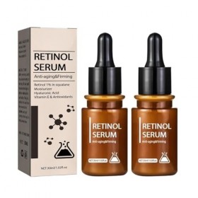 Lot de 2 sérums au rétinol pour le visage avec rétinol, sérum anti-âge pour une peau jeune et saine, atténue les taches pigme
