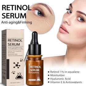 Lot de 2 sérums au rétinol pour le visage avec rétinol, sérum anti-âge pour une peau jeune et saine, atténue les taches pigme