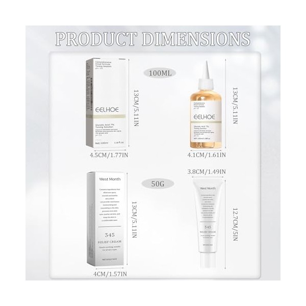 345 Relief Cream, acide glycolique 7% exfoliating toner, 345 Crème Apaisante, glycolic acid Toner Visage, Rétrécit les pores,