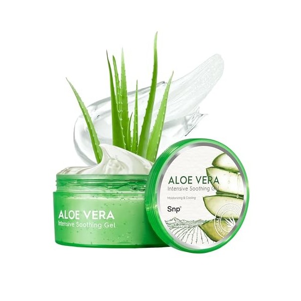 SNP Aloe Vera Intensive Soothing Gel – Hydratant Polyvalent avec Extrait de Feuilles d’Aloe Vera pour le Visage, le Corps, le