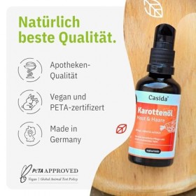 Casida Huile de carotte 50 ml pour la peau et les cheveux - Mélange dhuile de graines de carotte et dextrait de racine de c