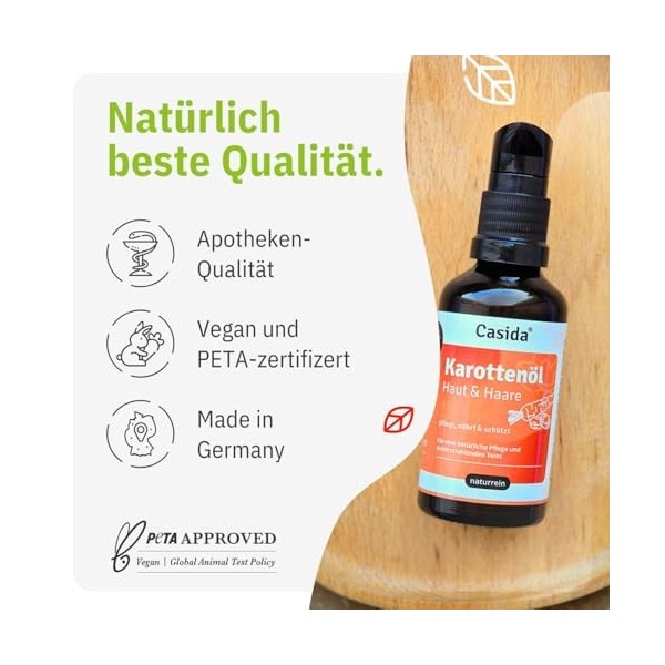 Casida Huile de carotte 50 ml pour la peau et les cheveux - Mélange dhuile de graines de carotte et dextrait de racine de c