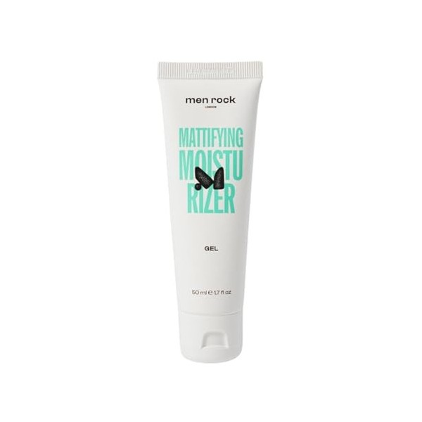 Men Rock Crème hydratante matifiante pour homme - Hydratant naturel pour le visage avec niacinamide et acide salicylique - Ré