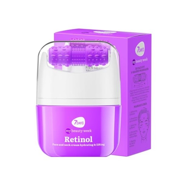 7Days Rejuvenating Face Cream with Retinol and Massager | Traitement anti-âge, hydratant et liftant efficace | Acide hyaluron