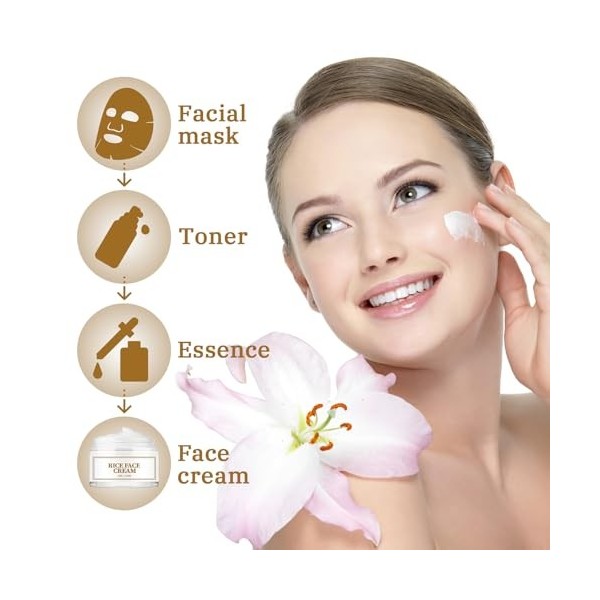 Crème Visage Au Riz, Crème Hydratante Anti-Âge Visage Crème Blanchissante Pour Le Visage Crème Visage Anti-Âge De Riz Crème B