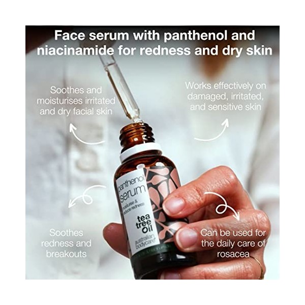 Sérum au Panthénol pour les rougeurs, peaux sèches et sensibles - Sérum à la Provitamine B5 & Niacinamide pour le soin des ro