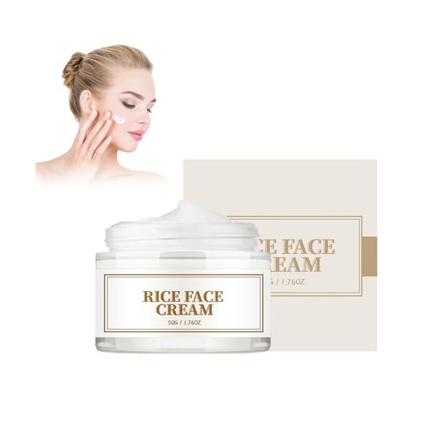 Rice Crème Visage Au Riz,Crème Hydratante Anti-Âge Crème Blanchissante Pour Le Visage Cream Anti-Âge De Riz Crème Blanchissan