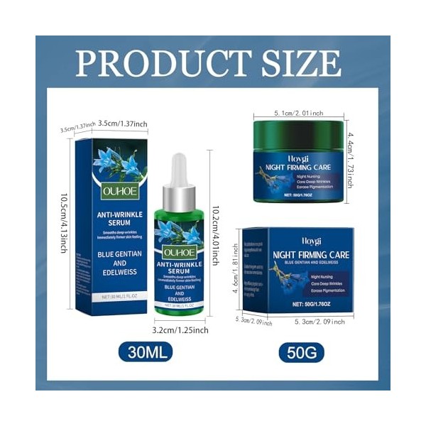 Crème de Jour redensifiante Gentiane Bleue Et Edelweiss,Edelweiss Sérum Anti-Rides Bio Gentiane Bleue,Naturels Crème Visage A