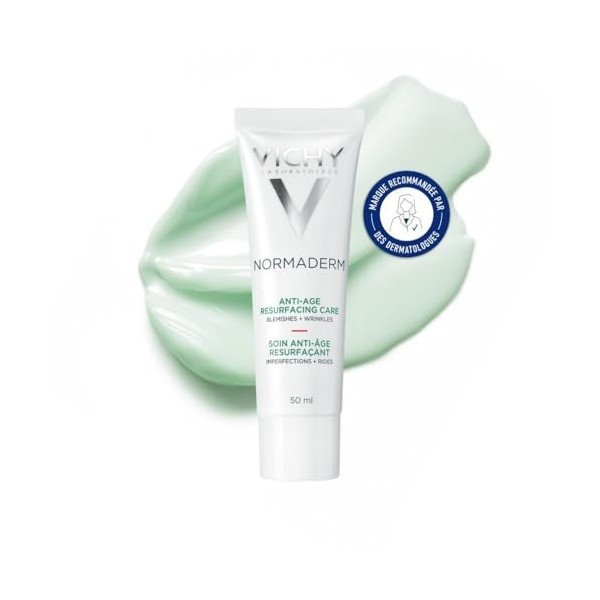 Vichy, Normaderm, Soin Anti-Âge Resurfaçant, Anti-Imperfections & Anti-Rides, Enrichi en Acide Glycolique & Vitamine C, Pour 