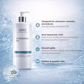 APIS Gel pour traitement ultrasonique à lacide hyaluronique | Hydration pour traitement cosmétique | 500 ml