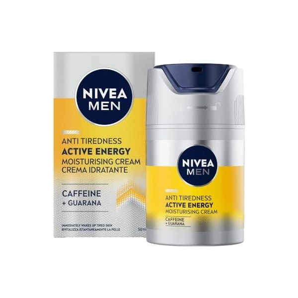 NIVEA MEN Active Energy Crème de soin du visage 50 ml revitalisante pour homme Crème hydratante à absorption rapide contre