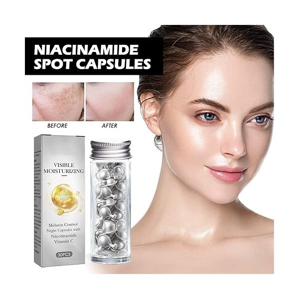 Capsules De Sérum Pour le Visage, 60 Capsules De Nicotinamide éclaircissantes Pour la Peau, Capsules De Soins Hydratantes Et 
