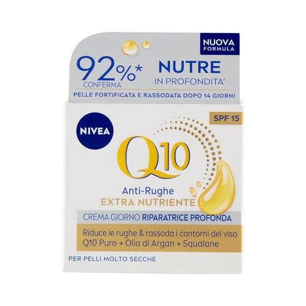 NIVEA Crème anti-perte Q10, extra pflegend Tagescreme SPF 15, 50 ml, crème pour le visage anti-chute, crème pour le visage an