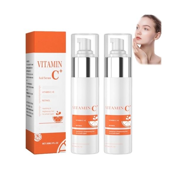 Sérum à la vitamine C pour femmes, so/in an/ti-taches pour le visage, sérum éclat vitaminé, resserre les pores, so/in éclairc...