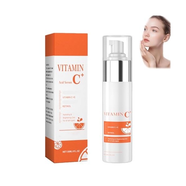 Sérum à la vitamine C pour femmes, so/in an/ti-taches pour le visage, sérum éclat vitaminé, resserre les pores, so/in éclairc...