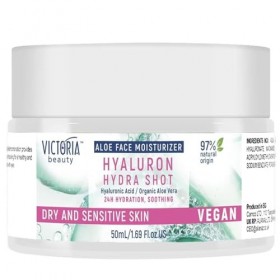 Victoria Beauty Crème à lacide hyaluronique à laloe vera bio, crème pour le visage pour peaux sèches et sensibles, crème de