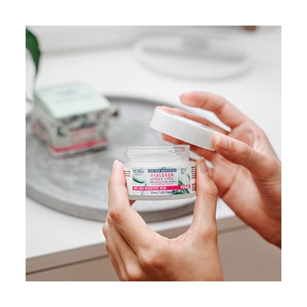 Victoria Beauty Crème à lacide hyaluronique à laloe vera bio, crème pour le visage pour peaux sèches et sensibles, crème de