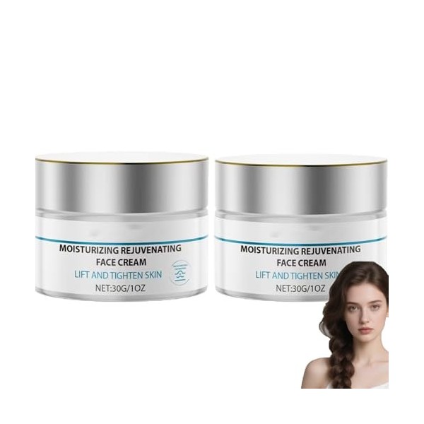 Lot de 2 crèmes raffermissantes instantanées pour le visage au collagène - Crème hydratante et rajeunissante pour le visage -...