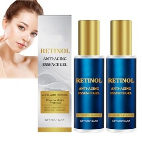 Gel-essence anti-âge au rétinol, raffermit et lifte la peau, sérum gel hydratant léger pour les soins du visage nocturnes, li...