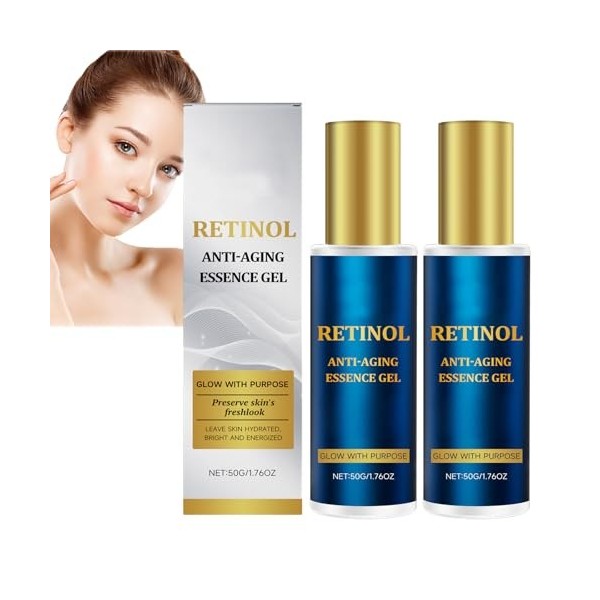 Gel-essence anti-âge au rétinol, raffermit et lifte la peau, sérum gel hydratant léger pour les soins du visage nocturnes, li...