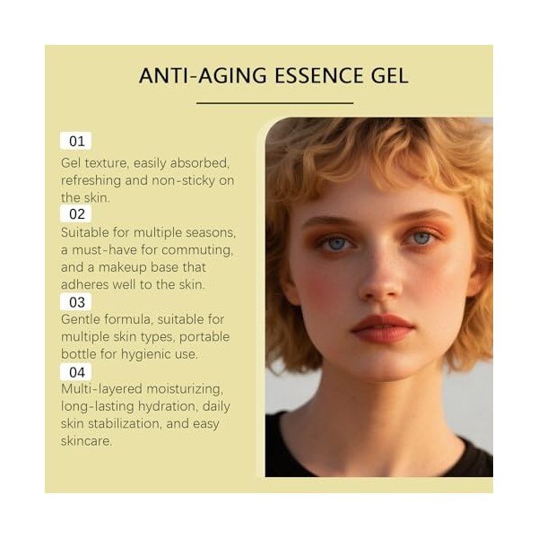 Gel-essence anti-âge au rétinol, raffermit et lifte la peau, sérum gel hydratant léger pour les soins du visage nocturnes, li...