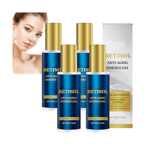 Gel-essence anti-âge au rétinol, raffermit et lifte la peau, sérum gel hydratant léger pour les soins du visage nocturnes, li...