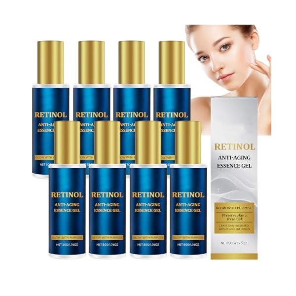 Gel-essence anti-âge au rétinol, raffermit et lifte la peau, sérum gel hydratant léger pour les soins du visage nocturnes, li...