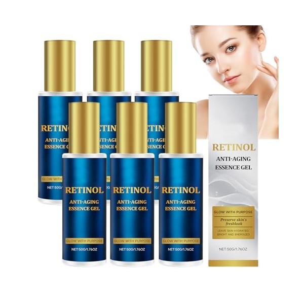Gel-essence anti-âge au rétinol, raffermit et lifte la peau, sérum gel hydratant léger pour les soins du visage nocturnes, li...