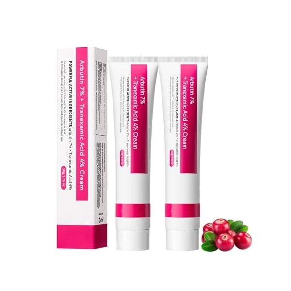 Alpha Arbutin 7% + Tranexamic Acid 4% Cream,Creme Eclaircissante Peau Noir Puissant,Creme Anti Tache Visage Even out Tone,Ant...