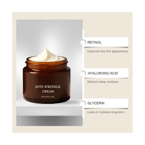Crème anti-âge au rétinol, sérum facial au rétinol, hydrate et réduit les rides et ridules, crème raffermissante et hydratant