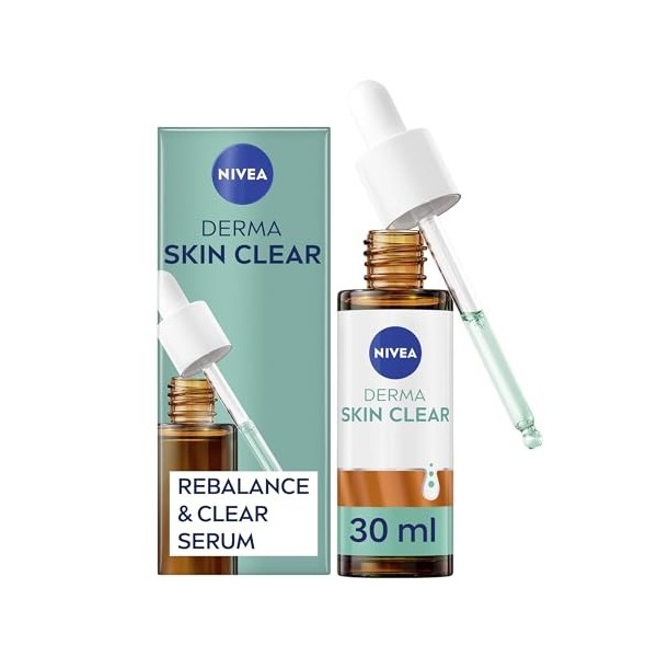 NIVEA Derma Skin Clear Face Serum with Hyaluronic Acid, Niacinamide & Provitamin B5 – Lightweight Hydrating & Soothing Daily 