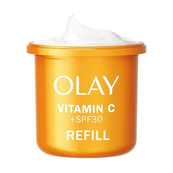 Olay Crème De Jour Hydratante Visage À La Vitamine C SPF 30 Recharge, Soin Avec Niacinamide Pure À 99%. Soin Éclat : Action A
