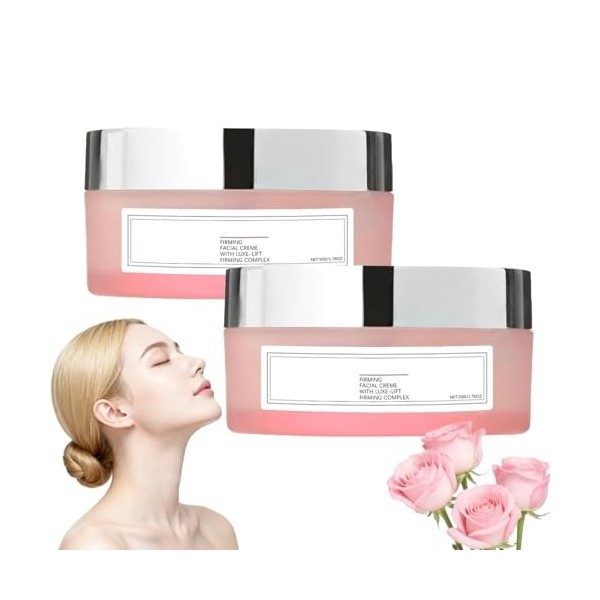 Crème Visage Raffermissante Champagne Lift, Crème Raffermissante Anti-Rides Visage et Cou, Creme Hydratante Acide Hyaluroniqu...