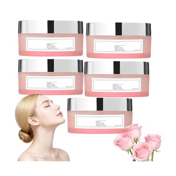 Crème Visage Raffermissante Champagne Lift, Crème Raffermissante Anti-Rides Visage et Cou, Creme Hydratante Acide Hyaluroniqu...