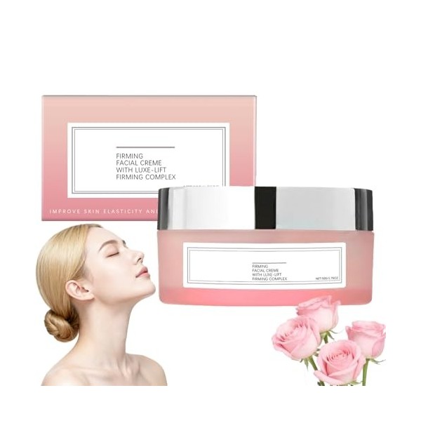 Crème Visage Raffermissante Champagne Lift, Crème Raffermissante Anti-Rides Visage et Cou, Creme Hydratante Acide Hyaluroniqu...