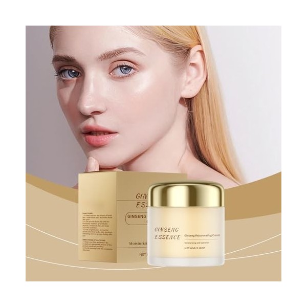 Crème rajeunissante au ginseng – Crème hydratante au ginseng pour les soins de la peau, raffermit la peau affaissée, hydrate ...