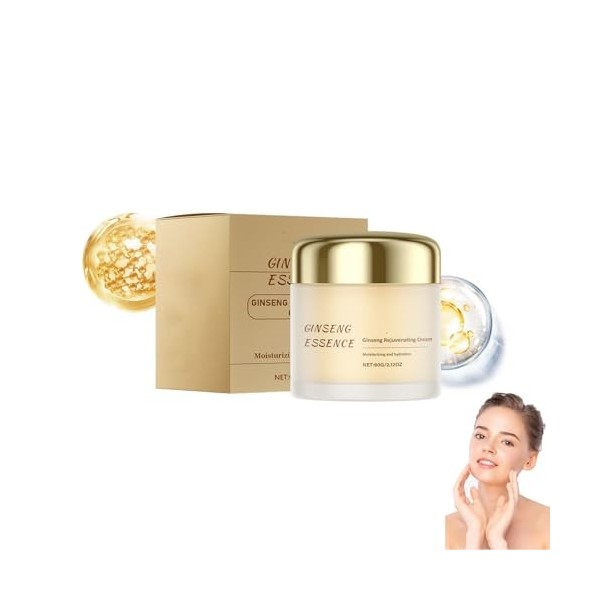 Crème rajeunissante au ginseng – Crème hydratante au ginseng pour les soins de la peau, raffermit la peau affaissée, hydrate ...