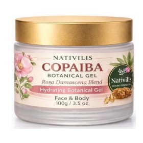 Nativilis Copaiba Gel Copaifera officinalis Rosa Damascena Mélange de gel naturel multi-usages pour le visage et le corps Hyd