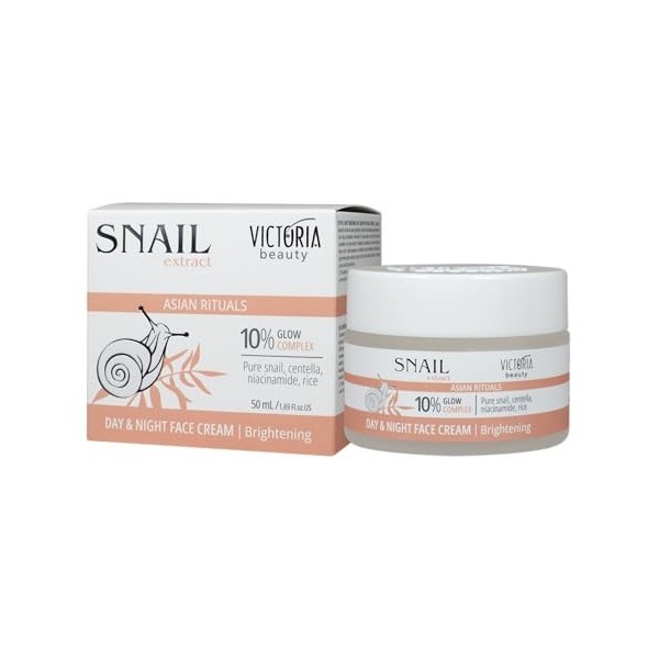 Victoria Beauty Crème à la bave descargot avec niacinamide, extrait de riz et Centella Asiatica, crème éclaircissante pour l